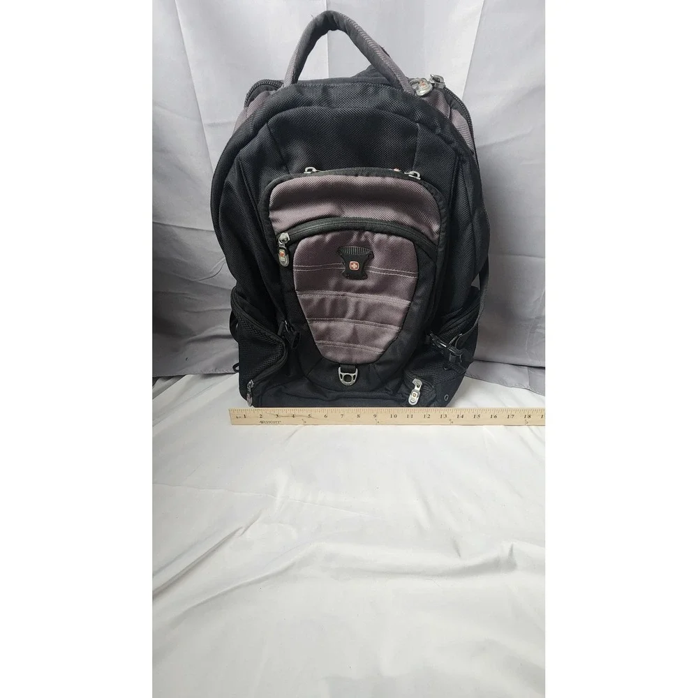 SwissGear Airflow Laptop Backpack Black Grey Multi Pocket Tech Travel Bag